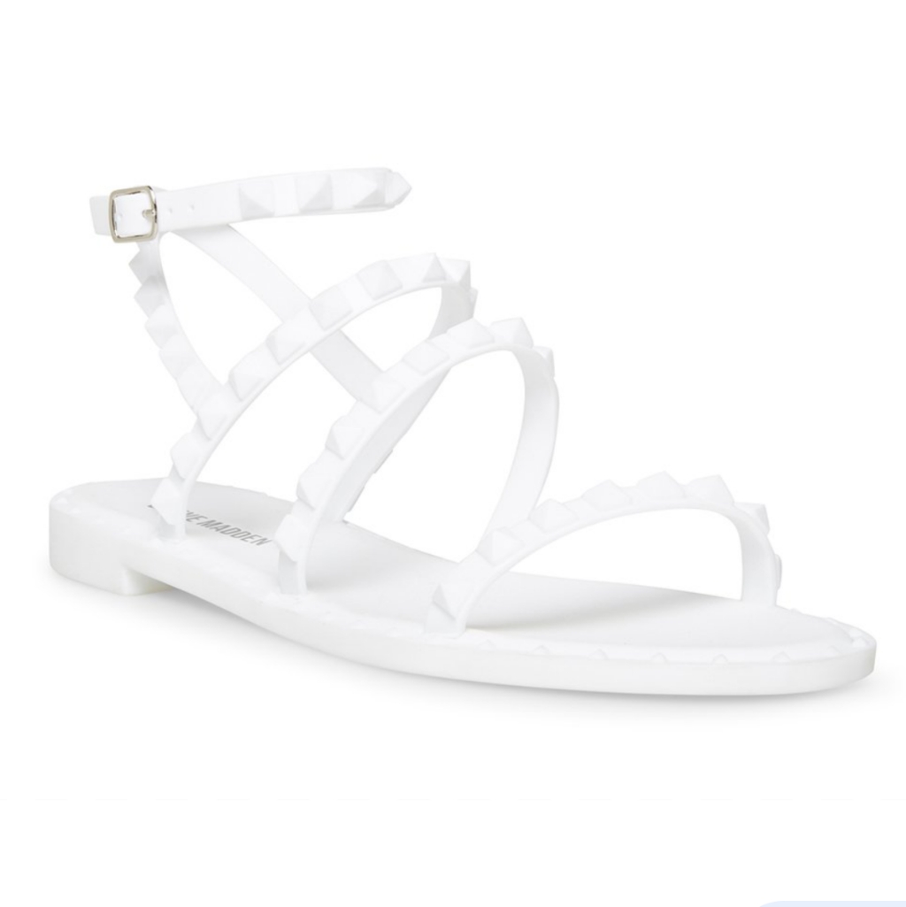 New Steve Madden White Travel J Stud Sandals